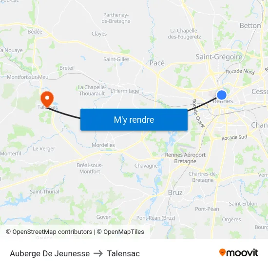 Auberge De Jeunesse to Talensac map