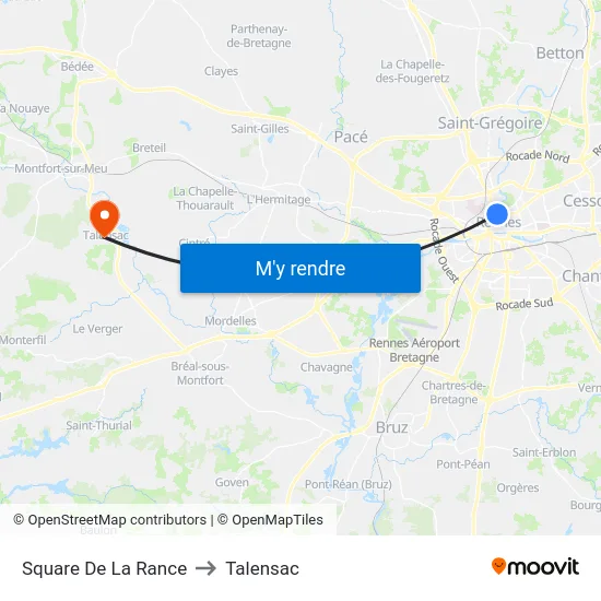 Square De La Rance to Talensac map