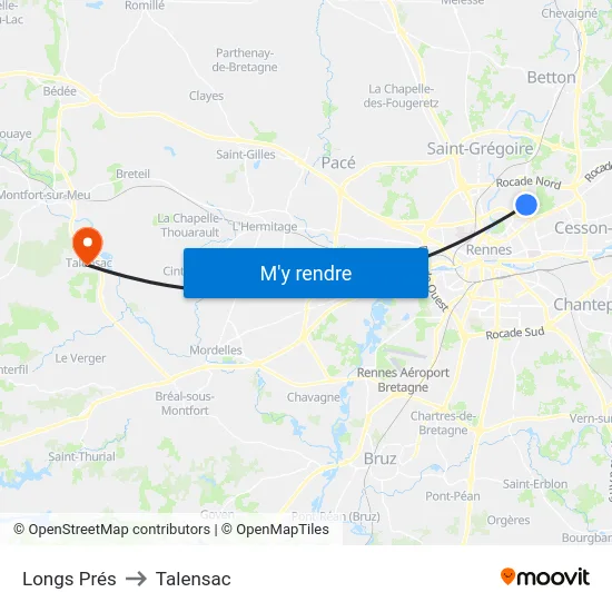 Longs Prés to Talensac map