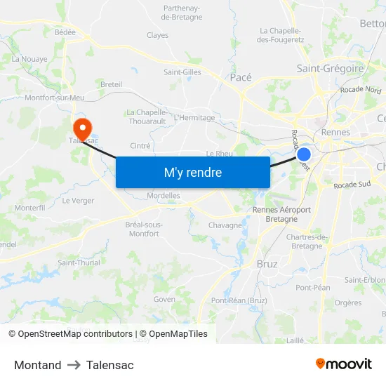 Montand to Talensac map