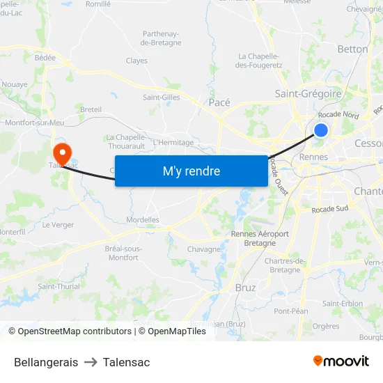 Bellangerais to Talensac map