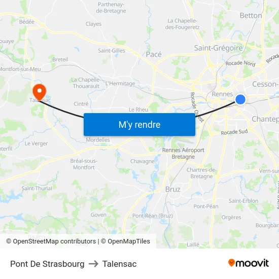 Pont De Strasbourg to Talensac map