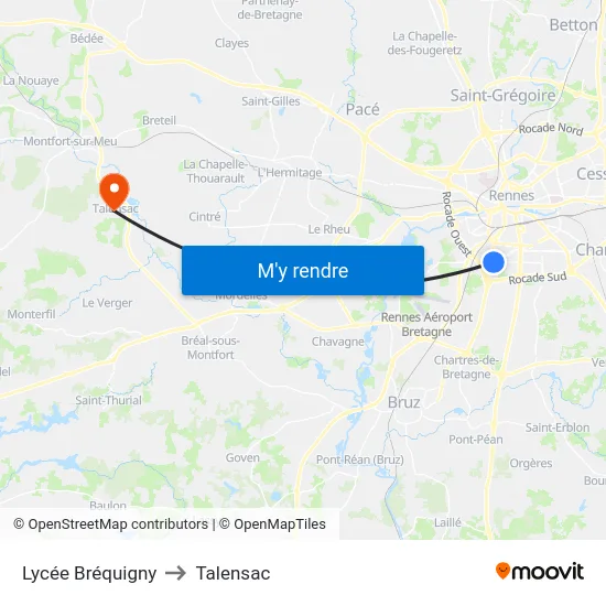 Lycée Bréquigny to Talensac map