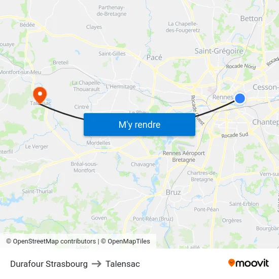 Durafour Strasbourg to Talensac map