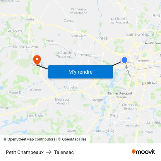 Petit Champeaux to Talensac map