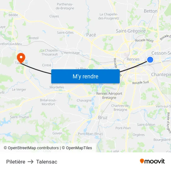 Piletière to Talensac map