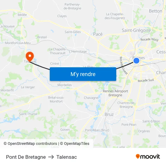 Pont De Bretagne to Talensac map