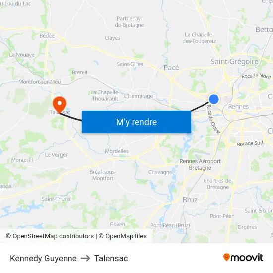 Kennedy Guyenne to Talensac map