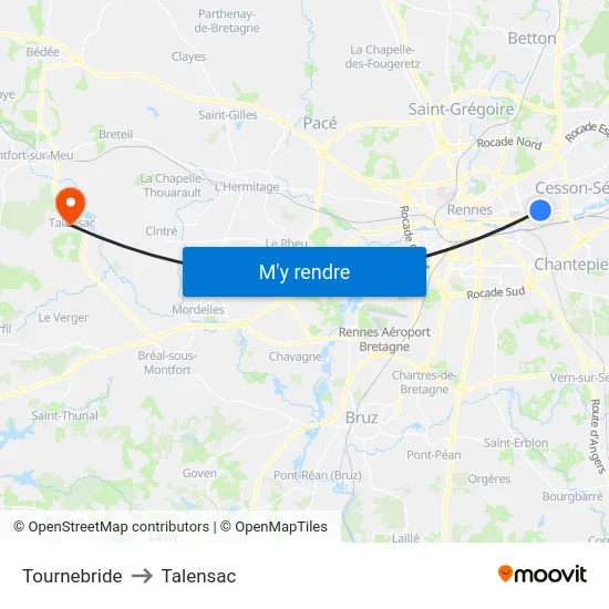 Tournebride to Talensac map