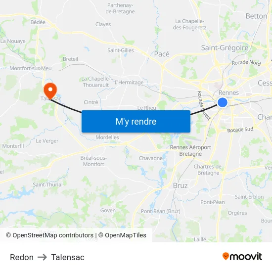 Redon to Talensac map