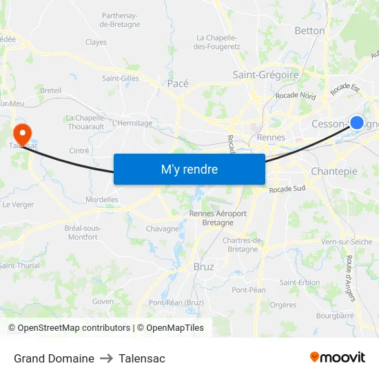 Grand Domaine to Talensac map