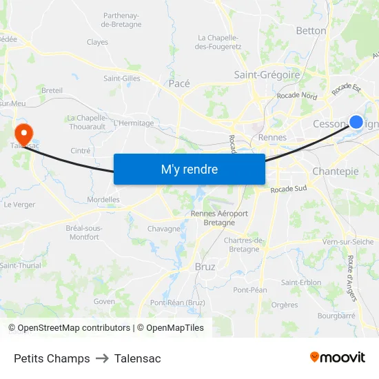 Petits Champs to Talensac map