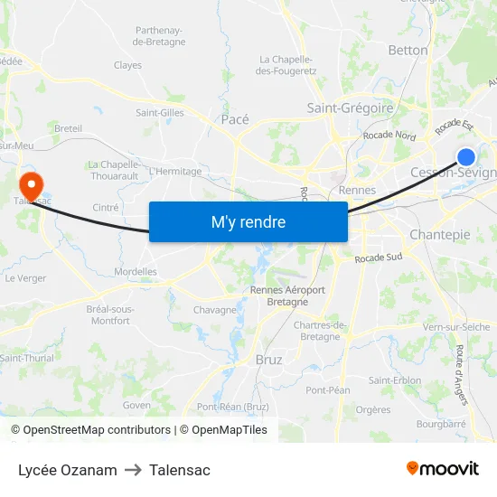 Lycée Ozanam to Talensac map