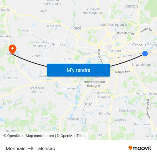 Monniais to Talensac map