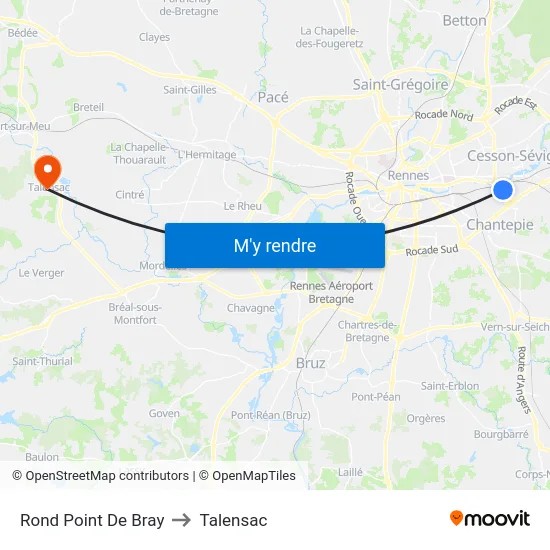 Rond Point De Bray to Talensac map
