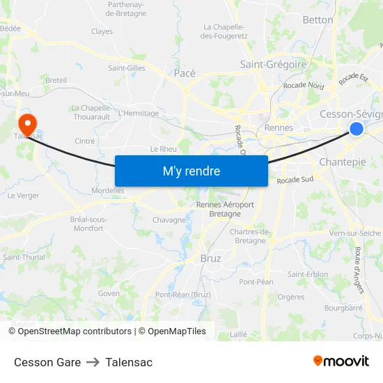 Cesson Gare to Talensac map