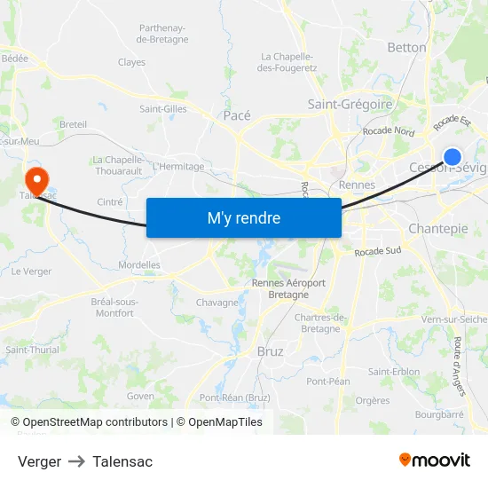 Verger to Talensac map