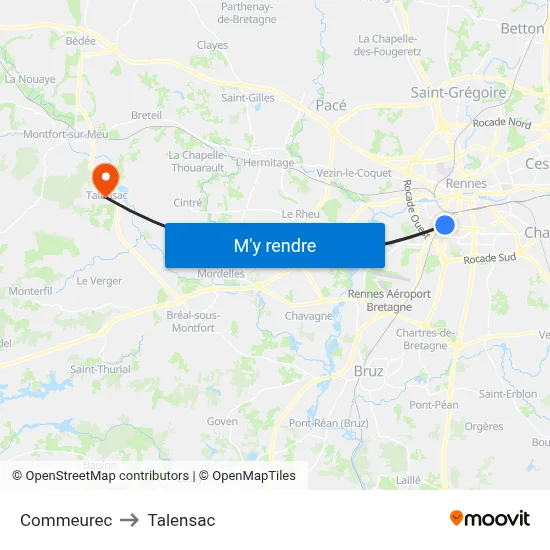 Commeurec to Talensac map