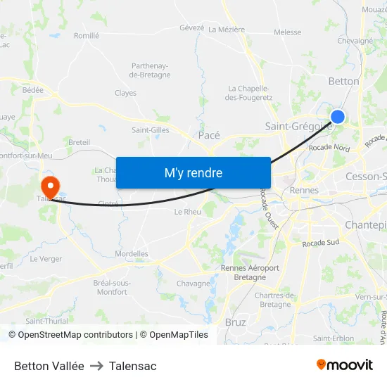 Betton Vallée to Talensac map