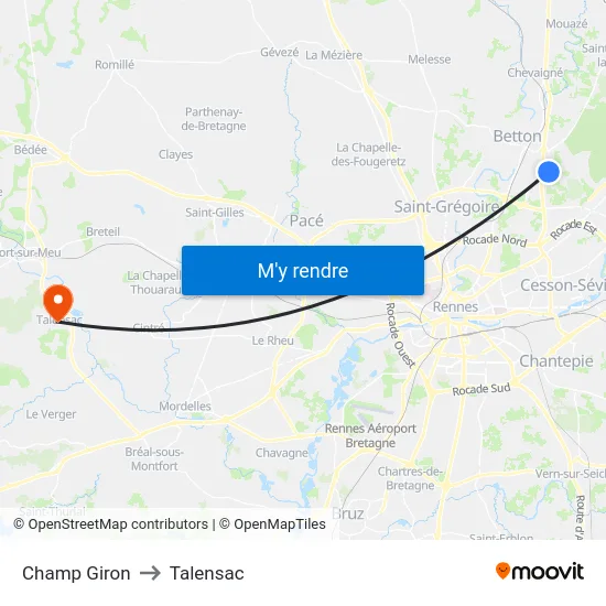 Champ Giron to Talensac map