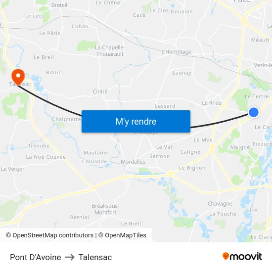 Pont D'Avoine to Talensac map