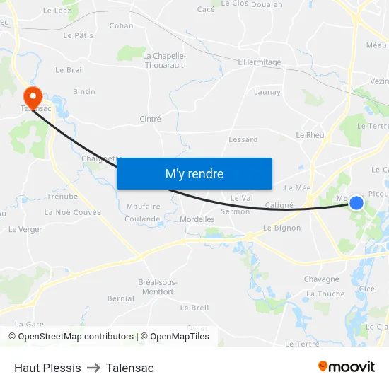Haut Plessis to Talensac map