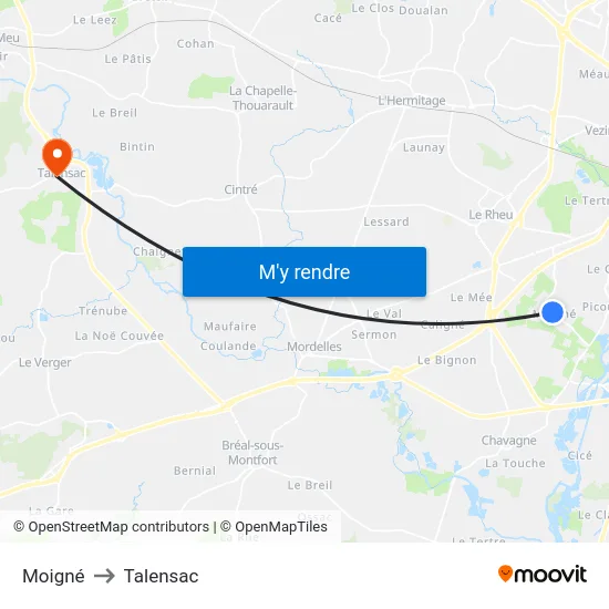 Moigné to Talensac map