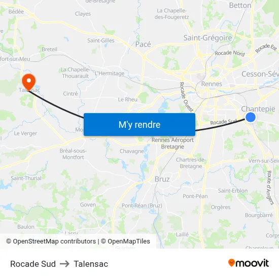Rocade Sud to Talensac map