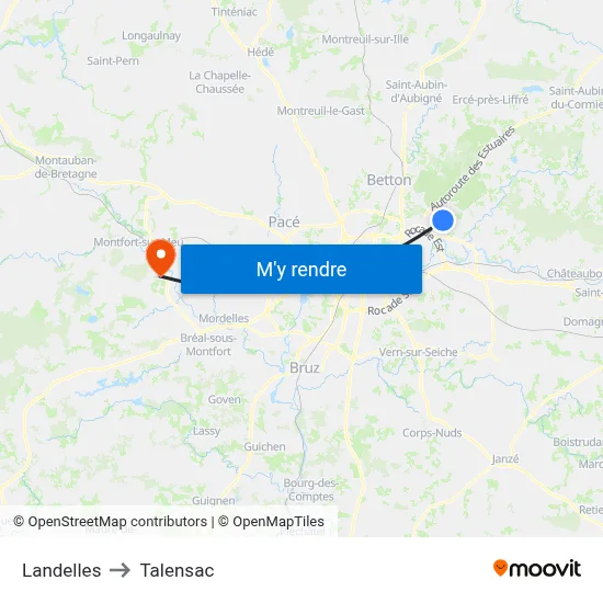 Landelles to Talensac map