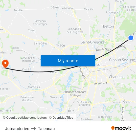 Juteauderies to Talensac map