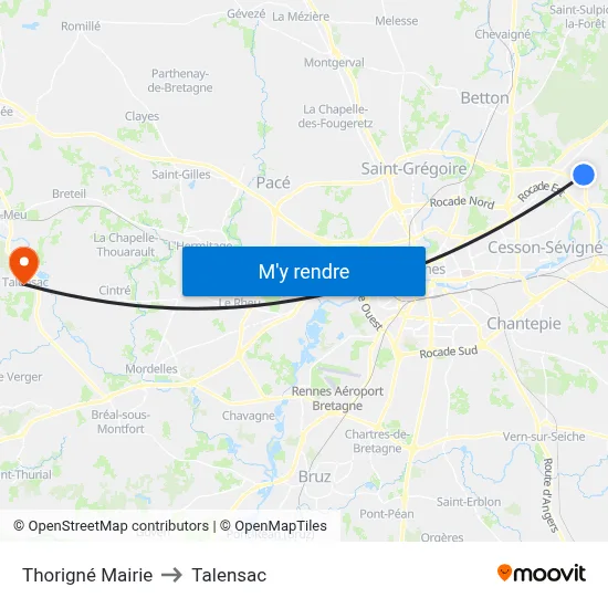 Thorigné Mairie to Talensac map