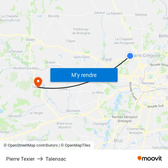 Pierre Texier to Talensac map