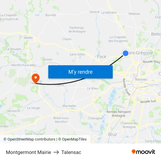 Montgermont Mairie to Talensac map