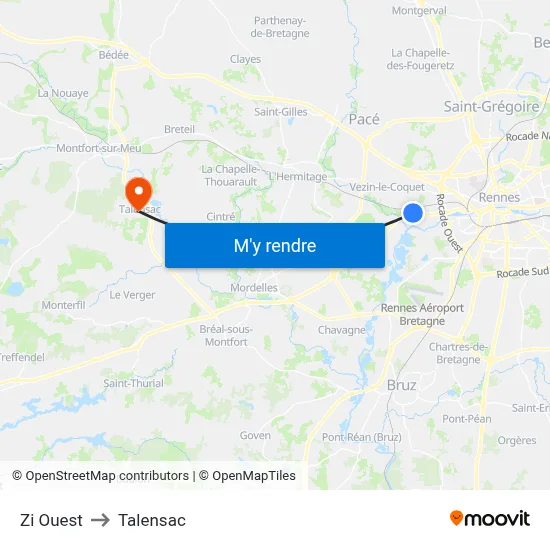 Zi Ouest to Talensac map