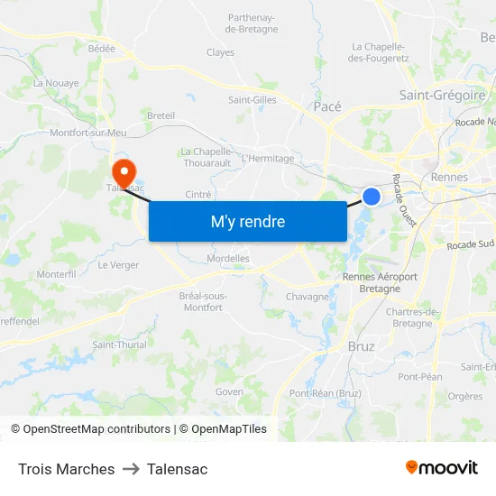 Trois Marches to Talensac map