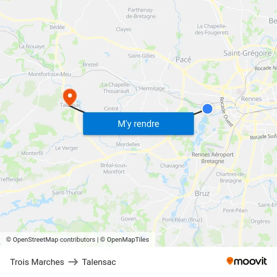 Trois Marches to Talensac map