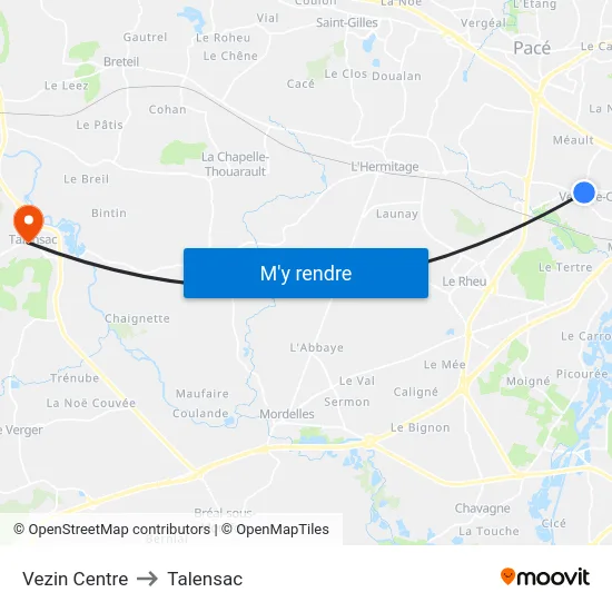 Vezin Centre to Talensac map