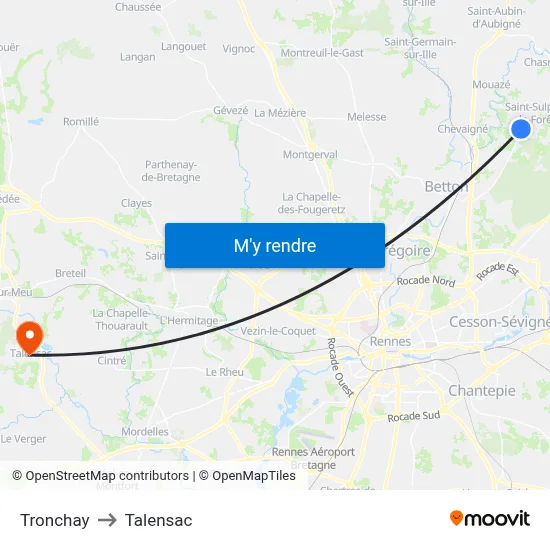 Tronchay to Talensac map