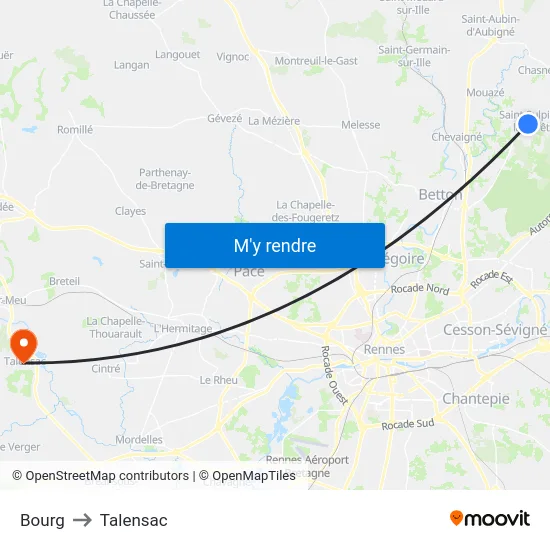 Bourg to Talensac map