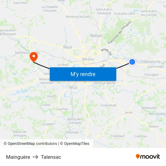 Mainguère to Talensac map