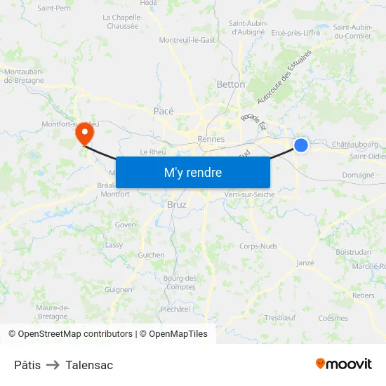 Pâtis to Talensac map