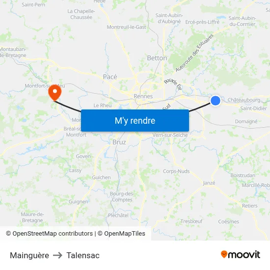 Mainguère to Talensac map