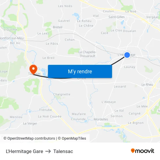 L'Hermitage Gare to Talensac map