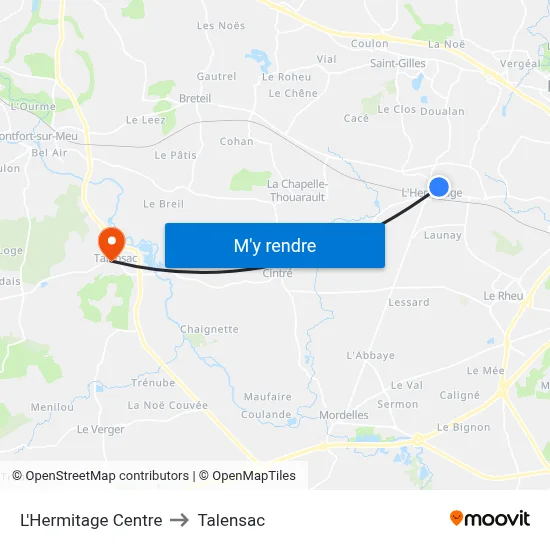 L'Hermitage Centre to Talensac map