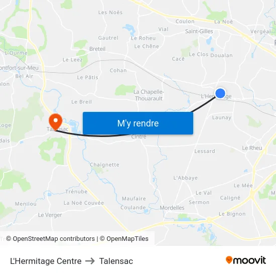 L'Hermitage Centre to Talensac map