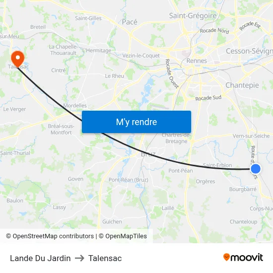 Lande Du Jardin to Talensac map