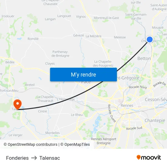 Fonderies to Talensac map