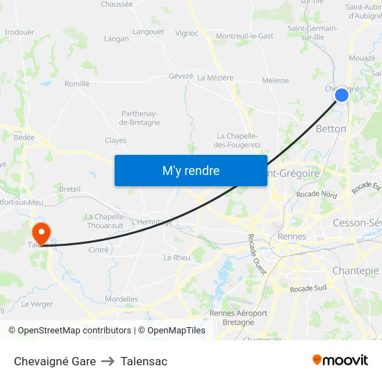 Chevaigné Gare to Talensac map