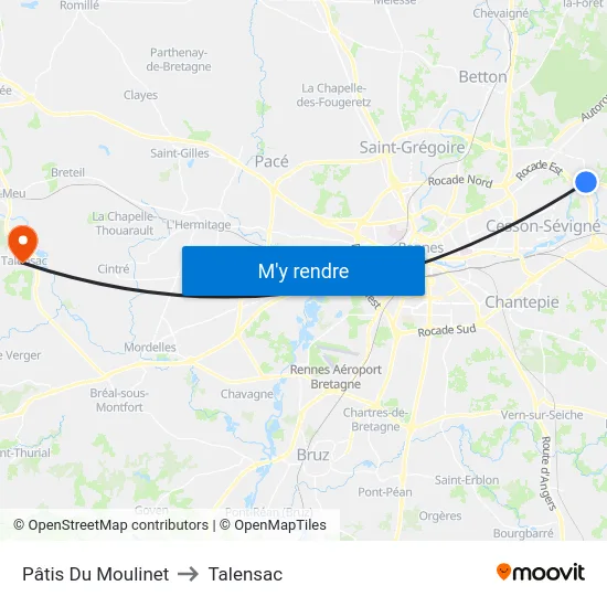 Pâtis Du Moulinet to Talensac map