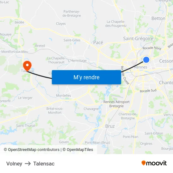 Volney to Talensac map